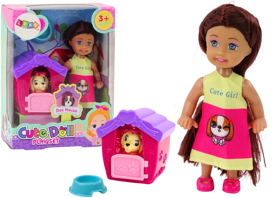 Lean Toys Lėlė su šuniuku ir veislynu