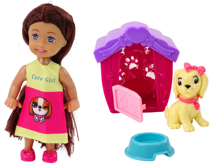 Lean Toys Lėlė su šuniuku ir veislynu