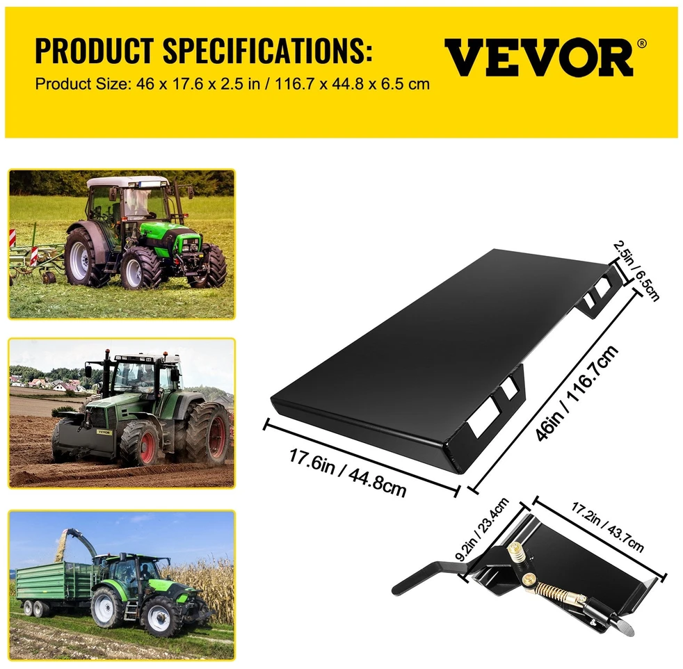 VEVOR Universalus plokštės montavimo adapteris – 9,5 mm greitas jungimas, 117 cm x 47 cm, 44 kg, juodas