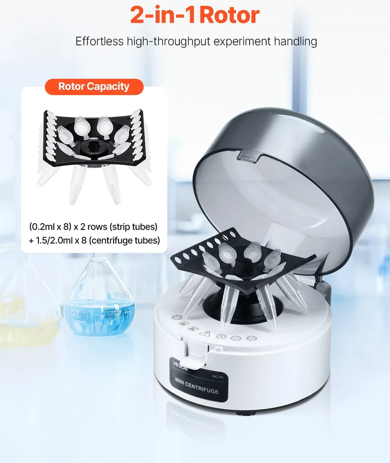 VEVOR Mini centrifuga 0.2/1.5/2 ml, 7000 aps./min.