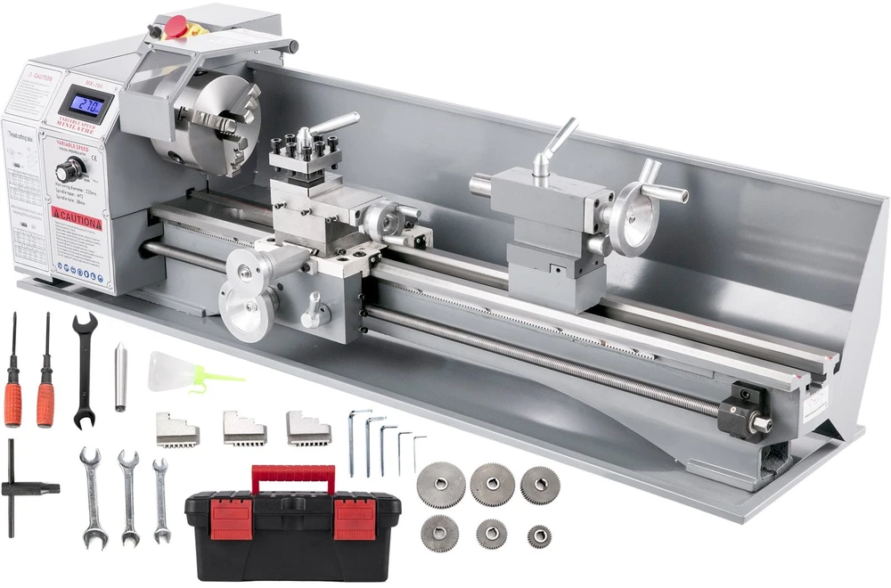 VEVOR 1100W mini metalo tekinimo staklės 220x750 mm
