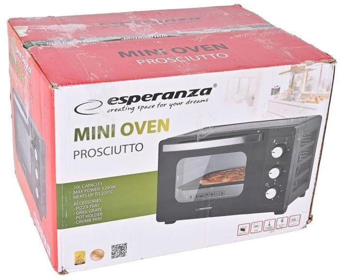 Mikrobangų krosnelė Esperanza EKO008N Mini Oven 20 l 1280 W Juodas
