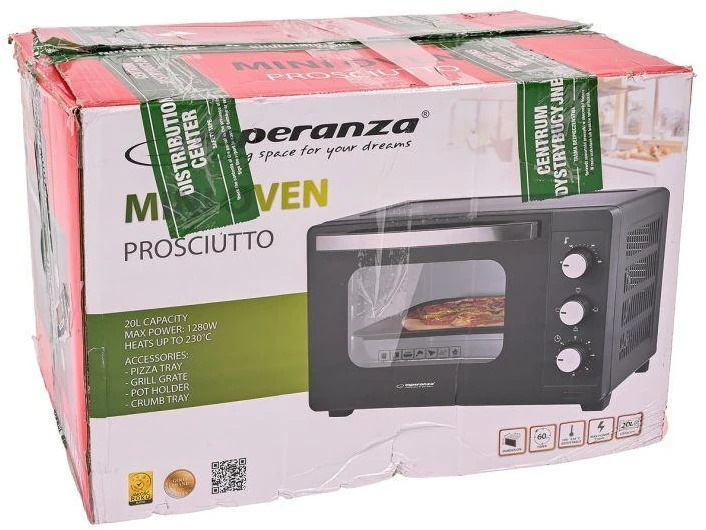 Mikrobangų krosnelė Esperanza EKO008N Mini Oven 20 l 1280 W Juodas