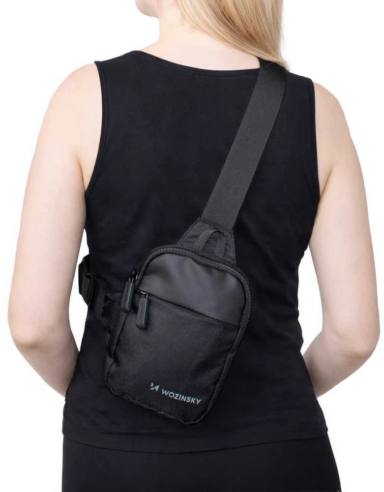 Wozinsky WMS-W1 Unisex Mini Shoulder Bag Atsparus vandeniui Dual-Compartment for Phone - Juodas