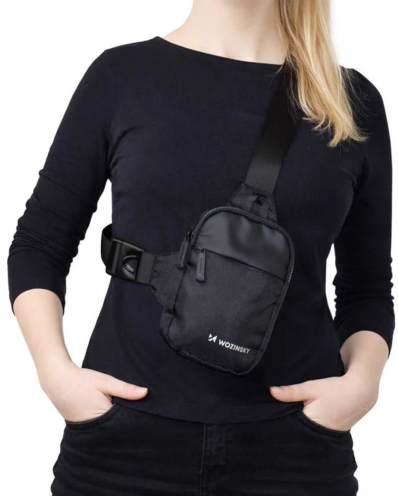 Wozinsky WMS-W1 Unisex Mini Shoulder Bag Atsparus vandeniui Dual-Compartment for Phone - Juodas