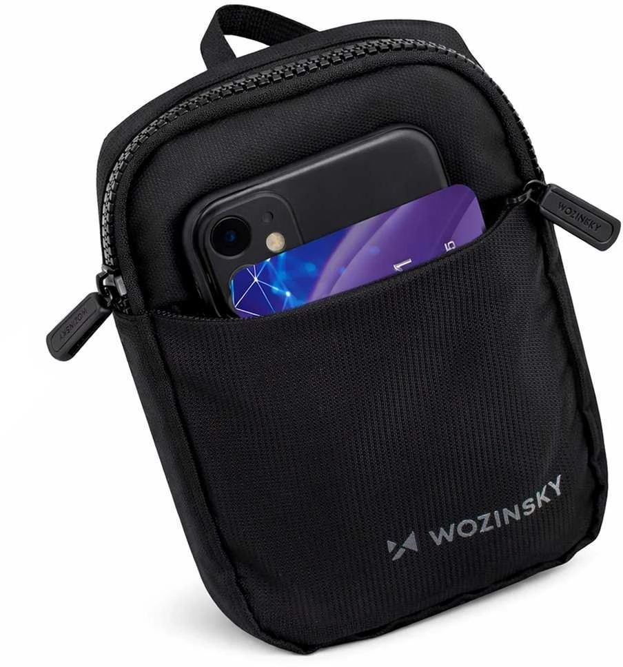 Wozinsky WMS-W1 Unisex Mini Shoulder Bag Atsparus vandeniui Dual-Compartment for Phone - Juodas