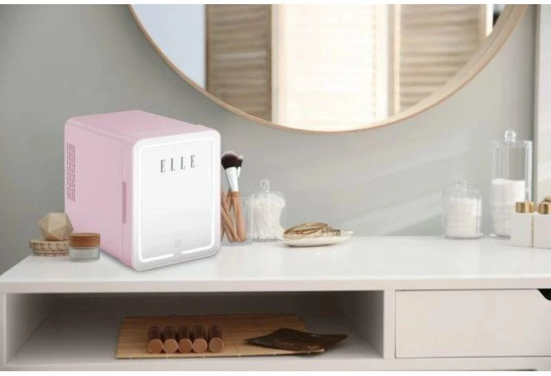ELLE 4L mini šaldytuvas su LED makiažo veidrodėliu, violetinė