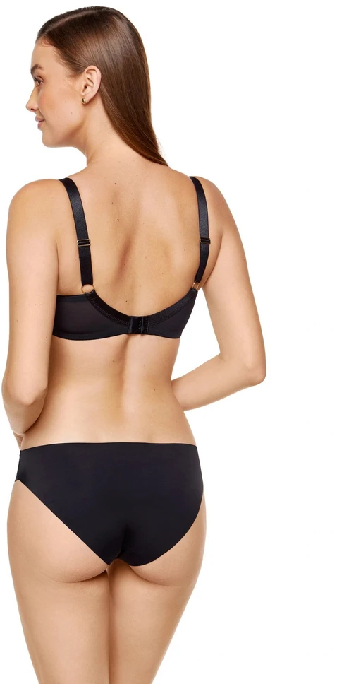 Minkšta liemenėlė su siuvinėjimu Gorteks Linea, juoda