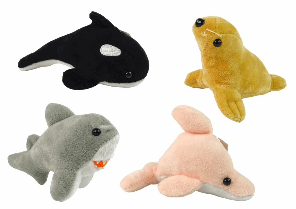 Maži pliušiniai jūros gyvūnai Lean Toys, 4 modeliai