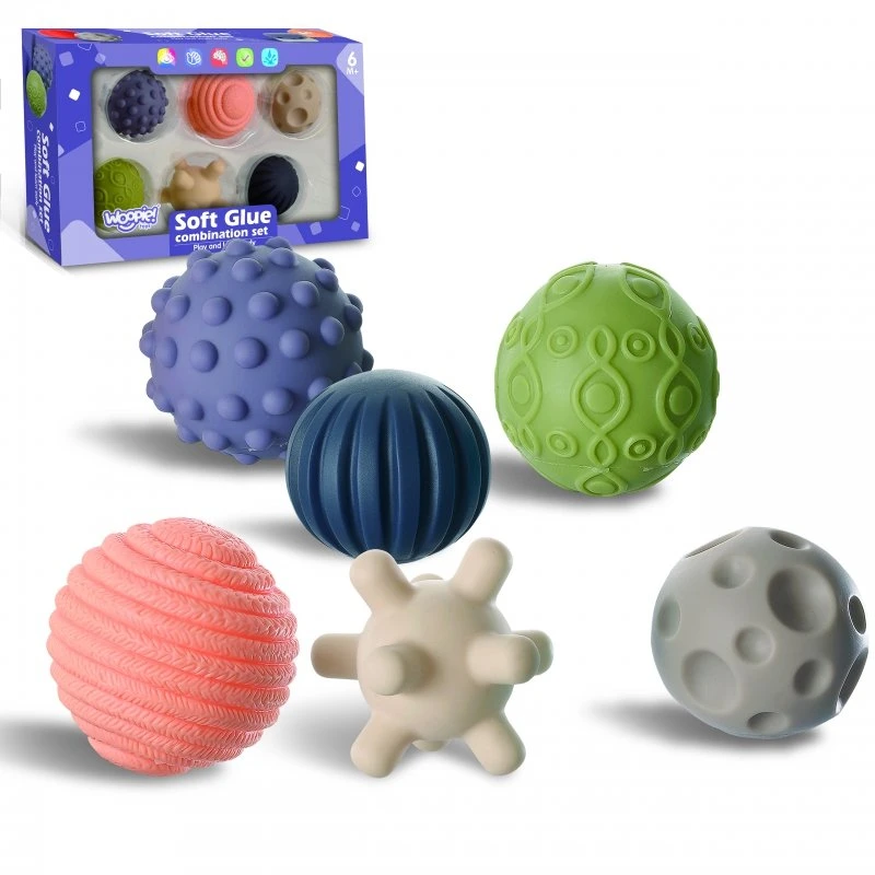 Woopie Baby WOOPIE Jutiminiai kaladėlės 6 vnt. - minkštos ir spalvingos
