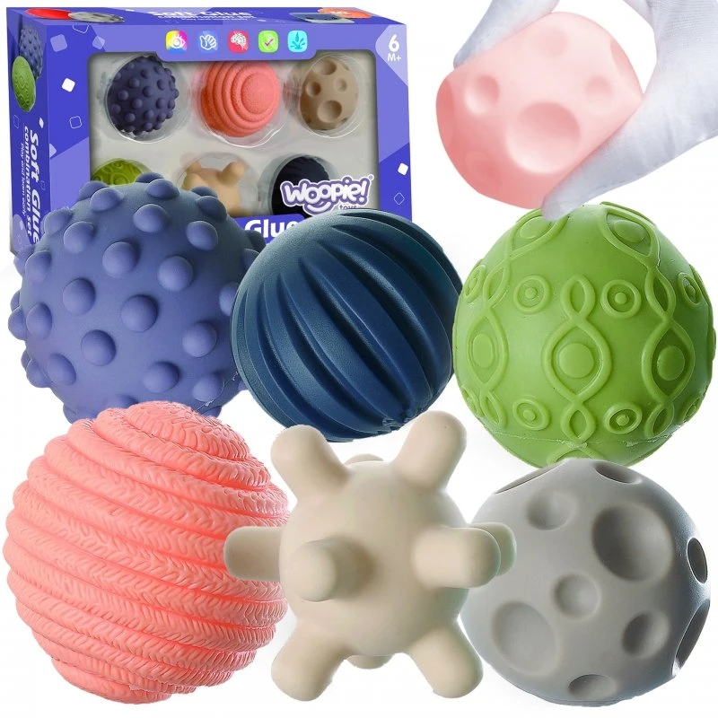 Woopie Baby WOOPIE Jutiminiai kaladėlės 6 vnt. - minkštos ir spalvingos