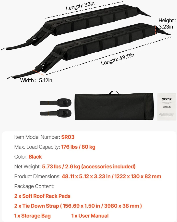 Vevor Stogo laikiklio paminkštinimai 84 cm, 80 kg