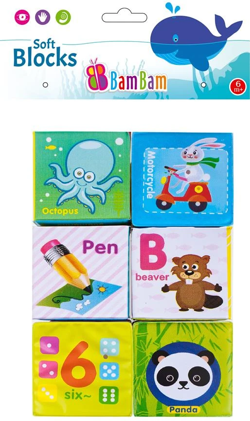 Bambam Minkštų kaladėlių rinkinys Bam Bam, 6 vnt