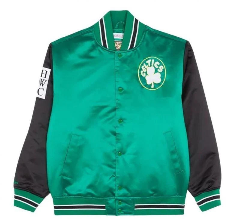 Mitchell & Ness NBA Boston Celtics Primetime sunkaus satino striukė su senoviniu „Celtics“ logotipu M JK8453-BCEKYGN