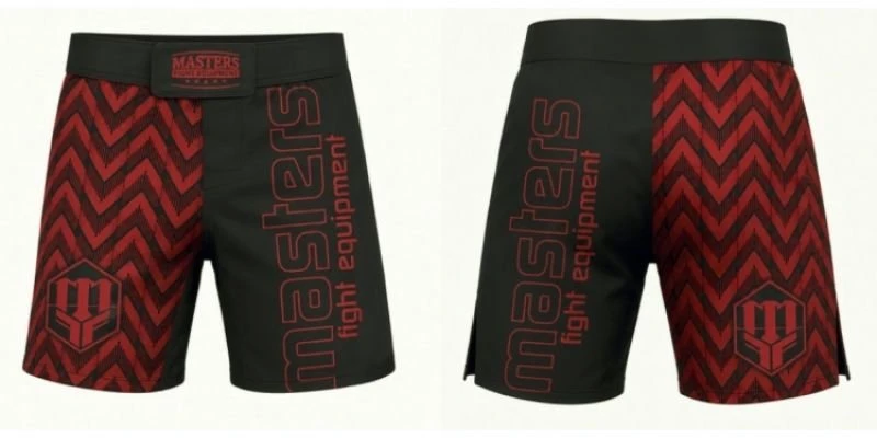MMA šortai Masters Pulse, juodi ir raudoni