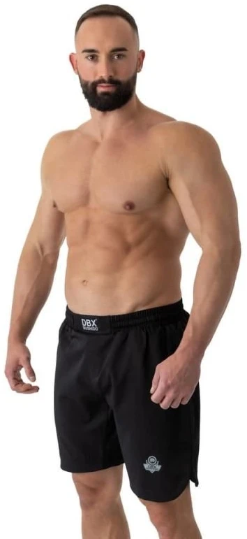 MMA treniruočių šortai su elastingu įsiuvu DBX Bushido, juodi
