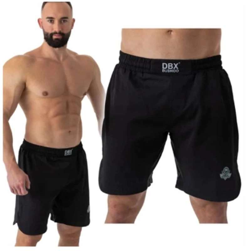 MMA treniruočių šortai su elastingu įsiuvu DBX Bushido, juodi