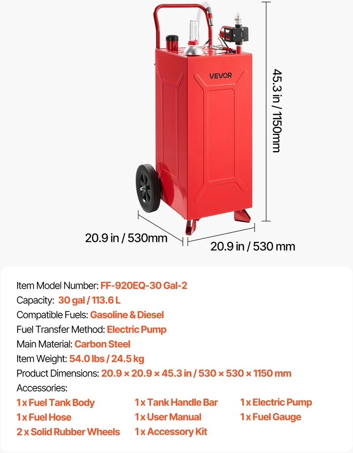 Mobili kuro talpa VEVOR FF-920EQ-30Gal-2, 113,6 l
