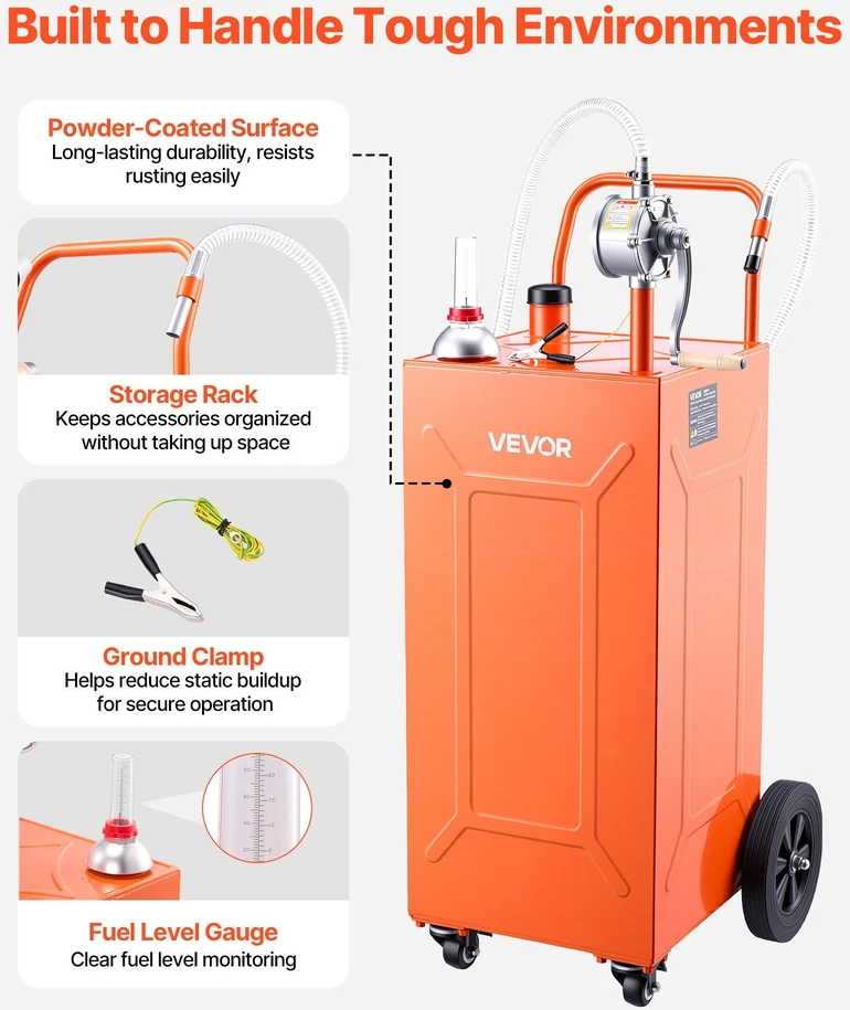 VEVOR 132,5 l kuro vežimėlis su rankine pompa