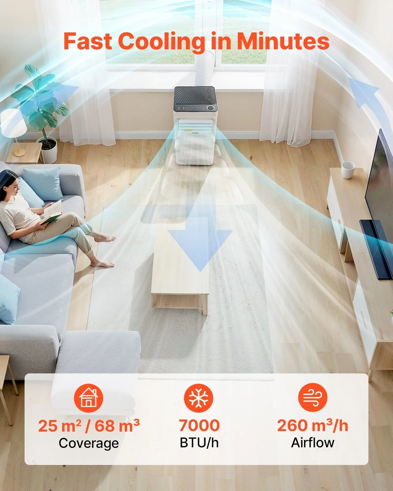 VEVOR Nešiojamas oro kondicionierius 2kW, 3-in-1