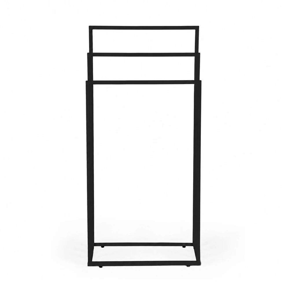 Laisvai pastatomas metalinis rankšluosčių stovas su 3 laikikliais, juodas, ModernHome
