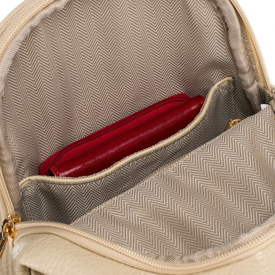 Madinga ir funkcionali bežinė moteriška crossbody rankinė iš eko odos Peterson