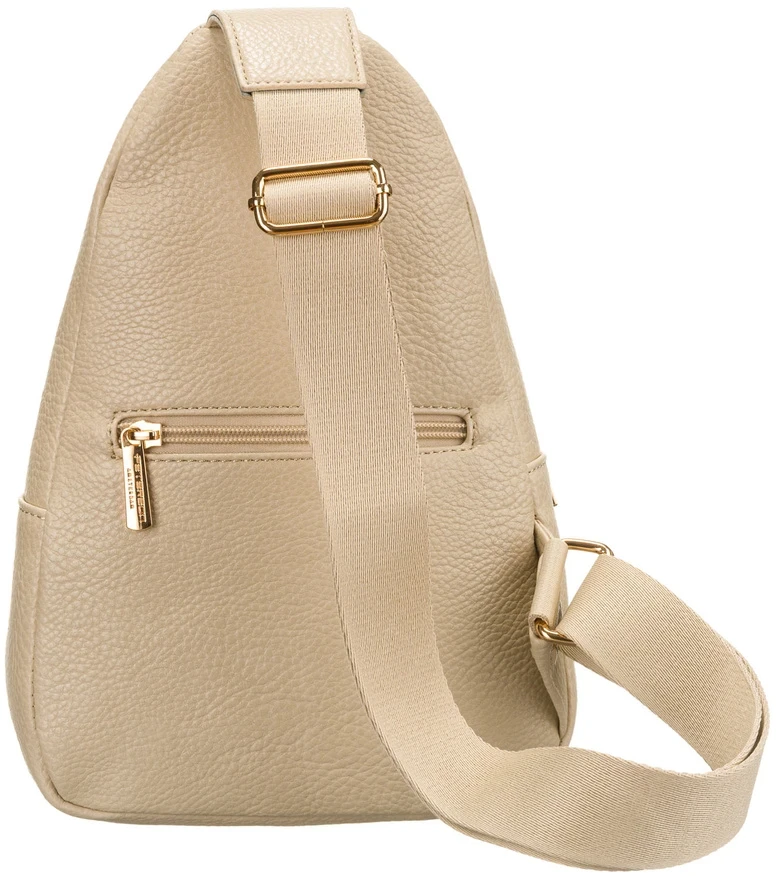 Madinga ir funkcionali bežinė moteriška crossbody rankinė iš eko odos Peterson