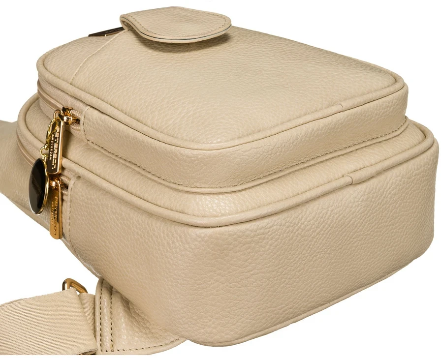 Madinga ir funkcionali bežinė moteriška crossbody rankinė iš eko odos Peterson