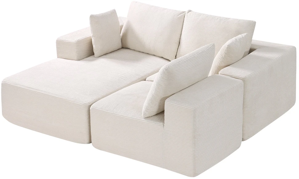 VEVOR Modulinis kampinis sofa su gultu ir pagalve smėlio spalvos