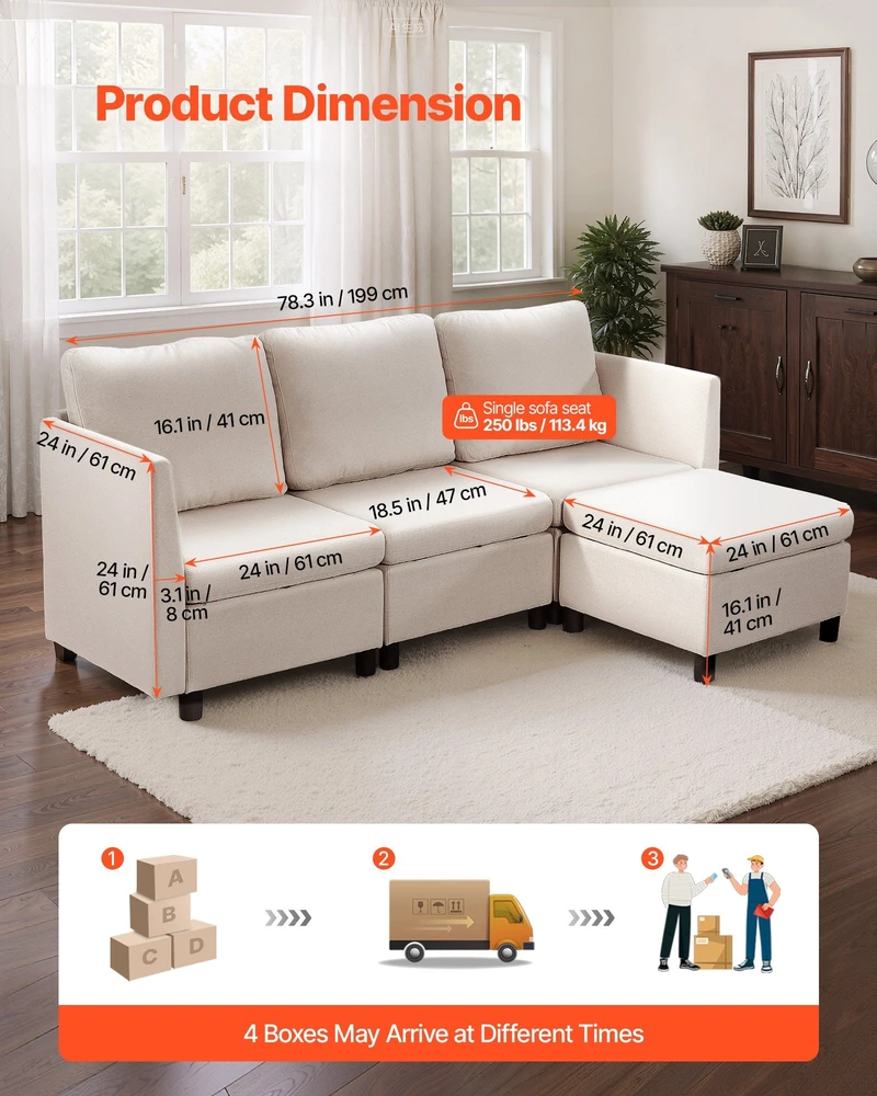 VEVOR Modulinė sofa lova su paslėpta saugykla