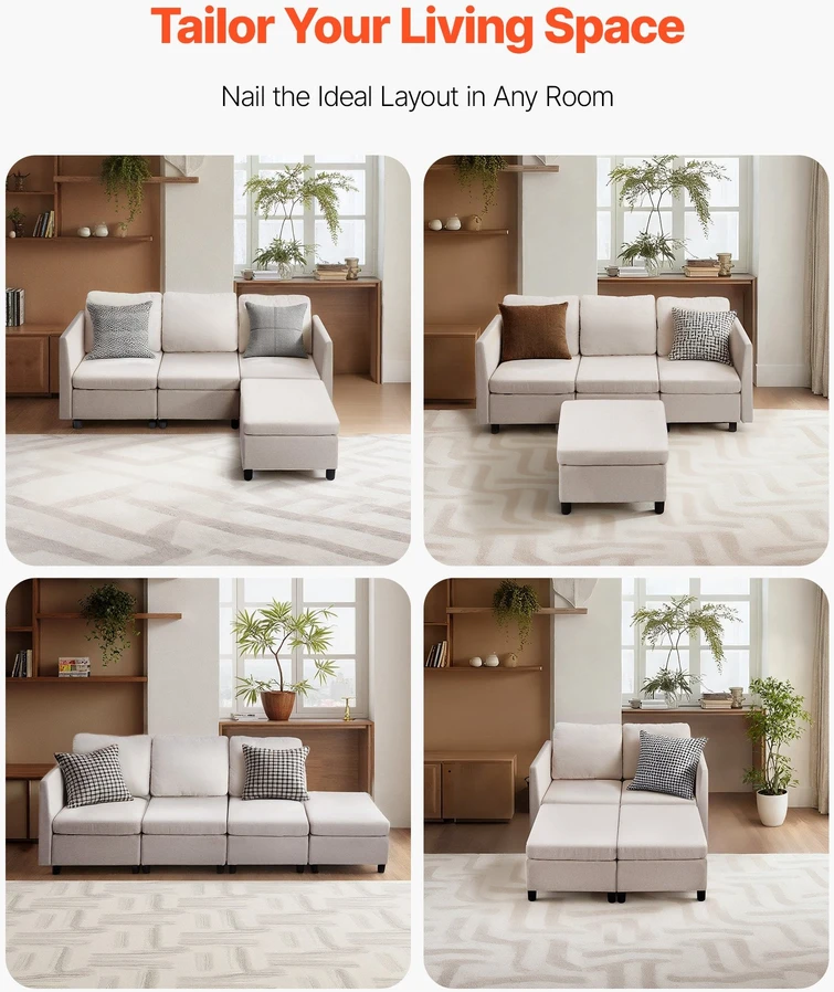 VEVOR Modulinė sofa lova su paslėpta saugykla