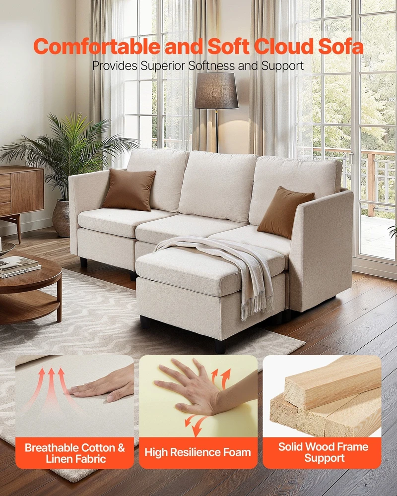 VEVOR Modulinė sofa lova su paslėpta saugykla