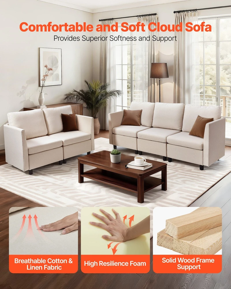 VEVOR Modulinė 5 vietų sofa su paslėpta saugykla