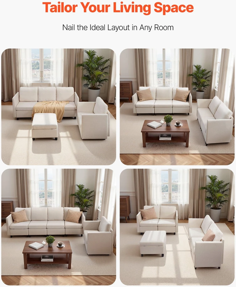 VEVOR Modulinė 5 vietų sofa su paslėpta saugykla