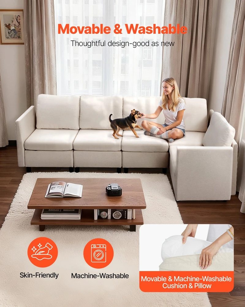 VEVOR Modulinė 5 vietų sofa su paslėpta saugykla