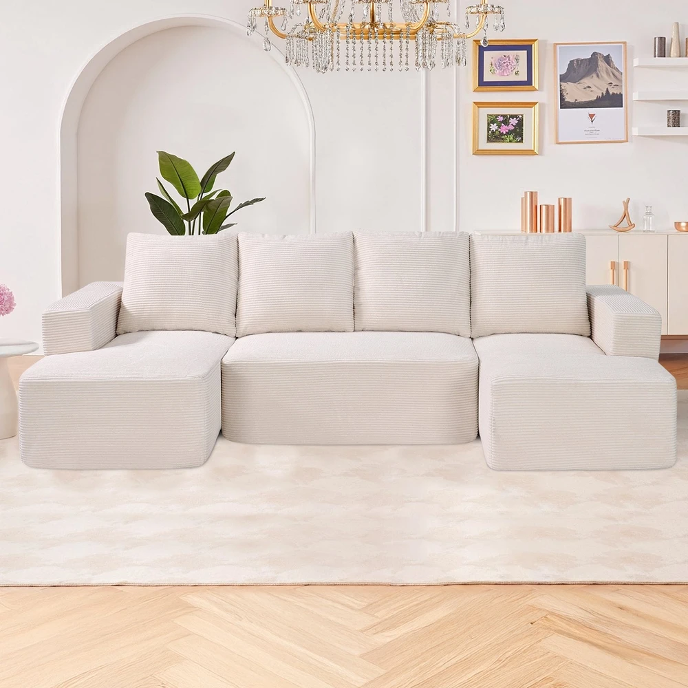 Sofa VEVOR Minkštas U formos modulinis kampas su šezlongu