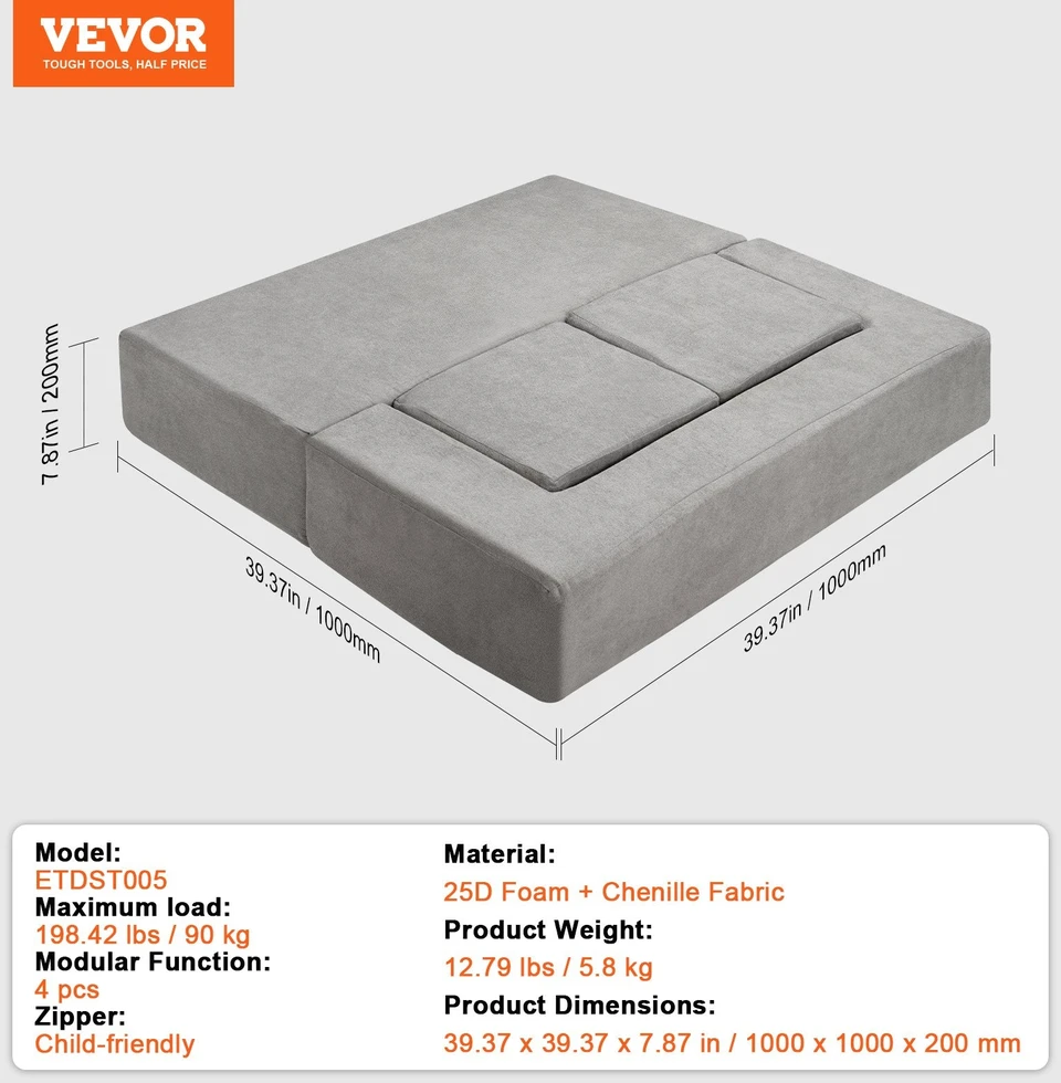 VEVOR Vaikiška modulinė žaidimų sofa, 4 dalių