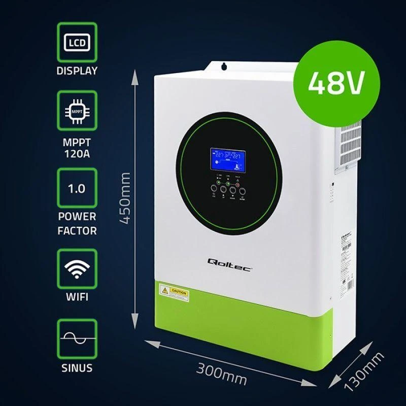 Modulinis hibridinis saulės inverteris Qoltec 53861 Off-Grid 6200w 120a 48v