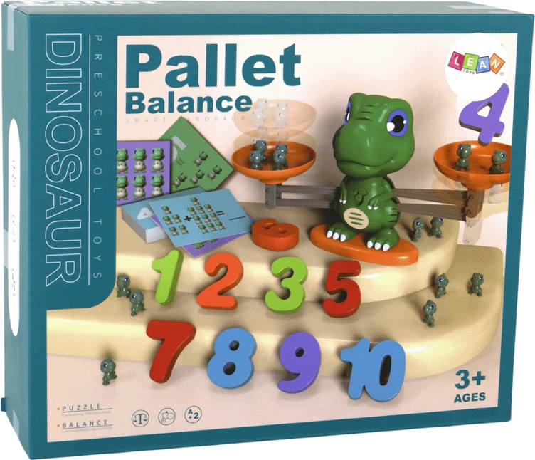 Lean Toys Matematinis Žaidimas Dinozauras su Svarstyklėmis