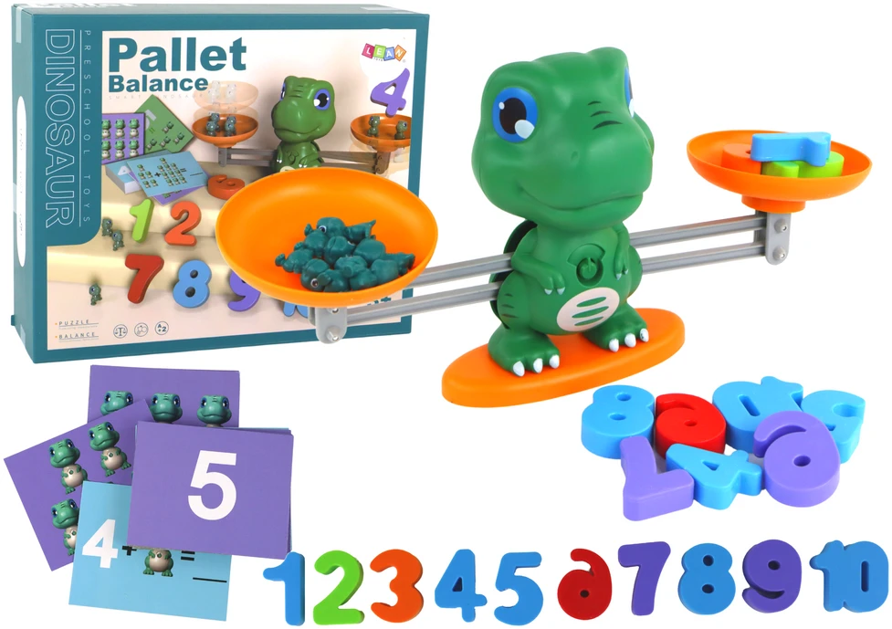 Lean Toys Matematinis Žaidimas Dinozauras su Svarstyklėmis