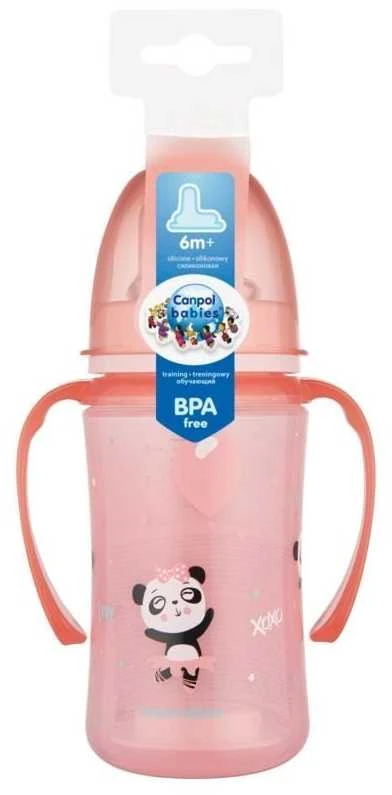 CANPOL 35/208 Egzotinių gyvūnų treniruočių puodelis rožinis 240ml