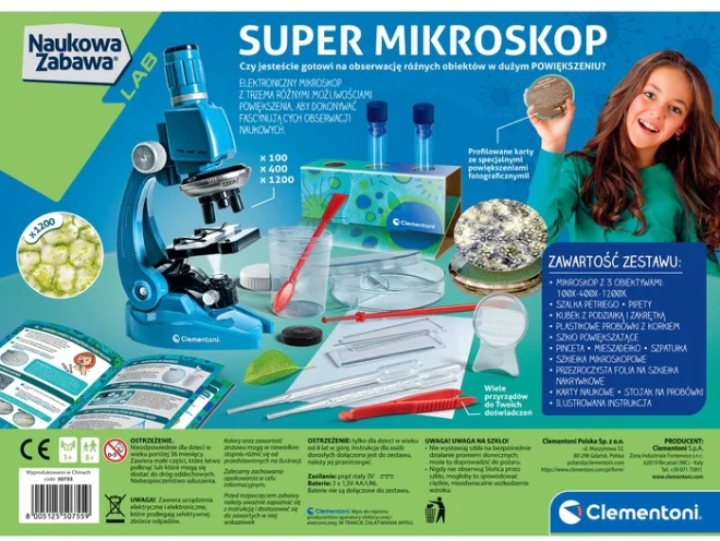 Mokslinis mikroskopo rinkinys vaikams Clementoni 50755