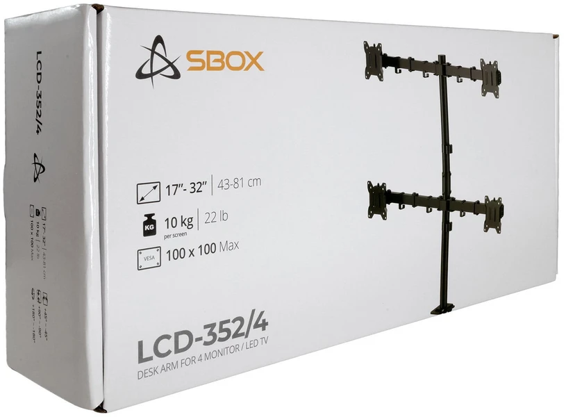 Monitorių laikiklis Sbox LCD-352/4-3 17–32 col., 4 ekranams