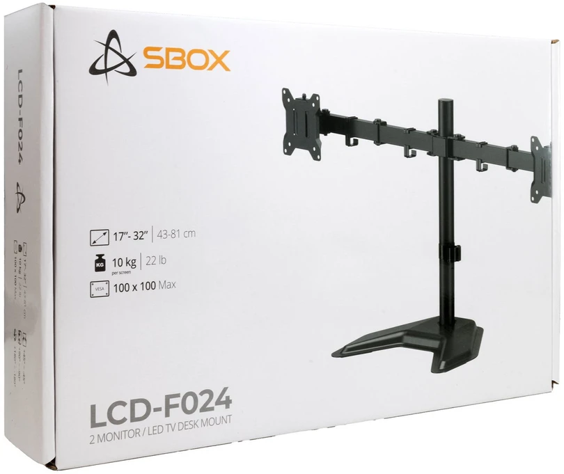 Monitorių laikiklis SBOX LCD-F024-3, juodas