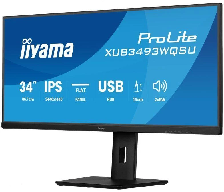 iiyama XUB3493WQSU-B6 34" UltraWide IPS panelė 3440x1440 120Hz 21:9 400cd/m² 1000:1 1ms