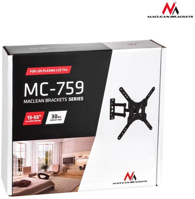 Maclean MC-759 televizoriaus ar monitoriaus sieninis laikiklis 13-55'' 30kg 
