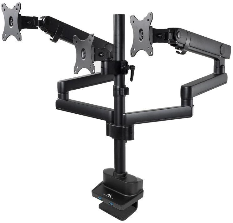 Laikiklis Tvirtinamas stalas 3 monitoriams Maclean MC-811 (stalinis kompiuteris, 17" - 27", maks. 20kg)