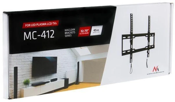 Maclean TV MC-412 sieninis laikiklis 32"-70" VESA 400x400 45kg pakreiptas universalus reguliuojamas gulsčiuko tvirtinimo priedai