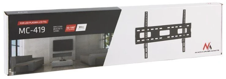Maclean TV MC-419 sieninis laikiklis 32"-100" VESA 600x400 45kg pakreipimas Universalus reguliuojamas gulsčiukas Priedai Plokščias, sunkiasvoris