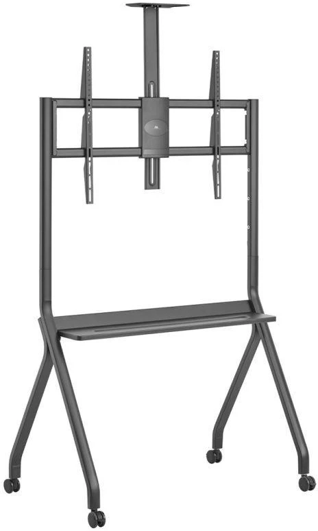 Laikiklis „Maclean“ televizoriaus stovas / vežimėlis, lentyna kamerai, su ratukais, 55–100", maks. apkrova 120 kg / 10 kg lentynos, maks. VESA 900x600, juodas, MC-114 B